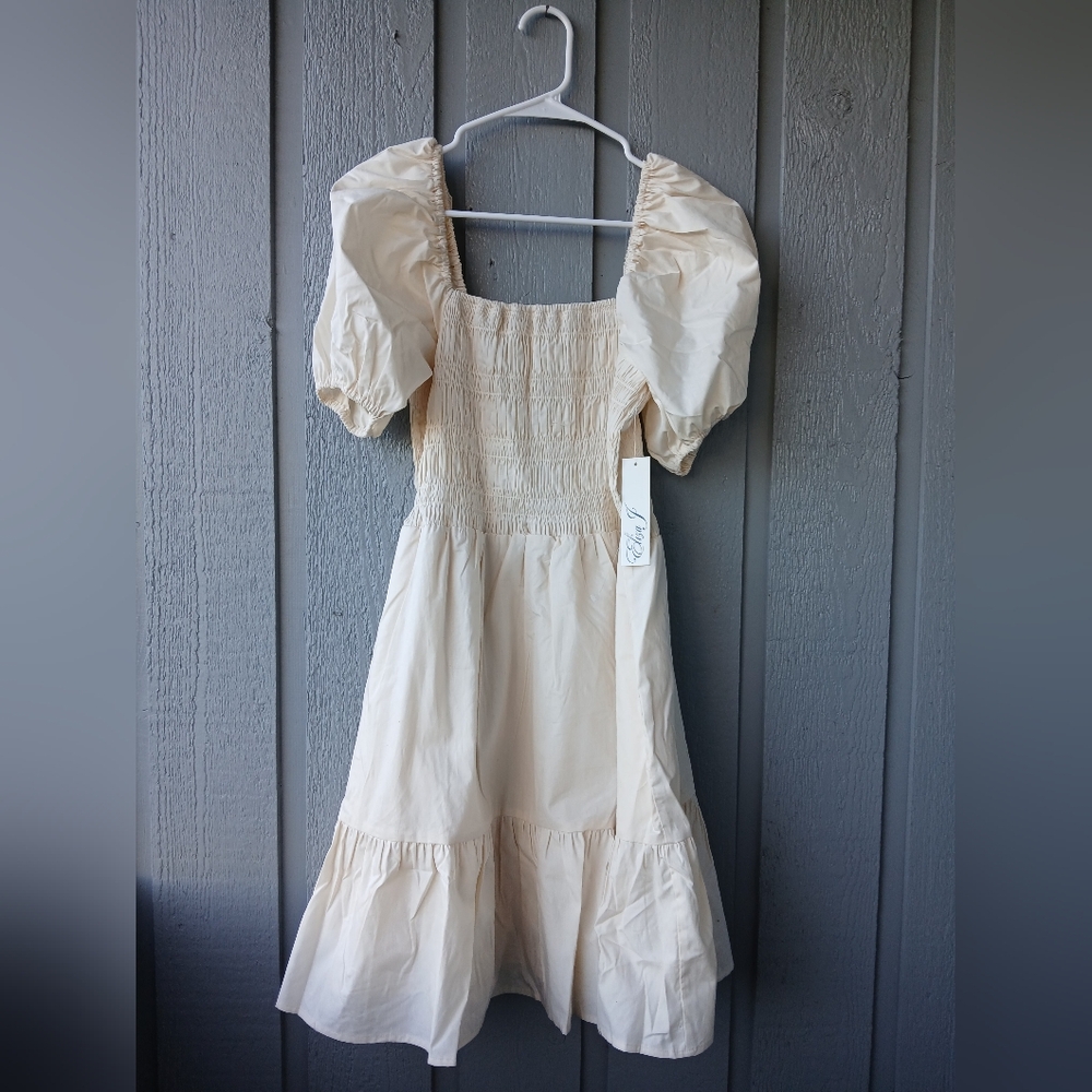 Eliza J Puff Sleeve Smocked Fit & Flare Dress- Size 12
